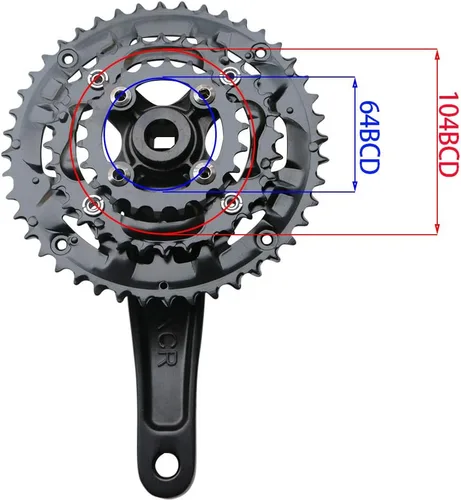 Vista 6 de 9S 9speed 22 32 44T 6.693 in longitud de manivela MTB Mountain Bike Chainset 104BCD 64BCD fácil de modificar conjunto de manivela simple