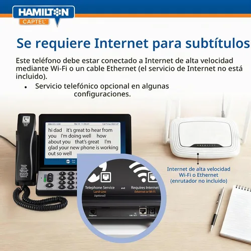 Vista 6 de Hamilton CapTel 2400iSPNBT Teléfono con subtítulos, teléfonos para personas con discapacidad auditiva, control de volumen con ganancia