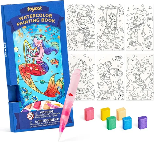 Vista 15 de JoyCat Paquete de 2 libros de pintura de bolsillo con agua para colorear para niños, juego de juguetes de actividades de arte y manualidades, kit