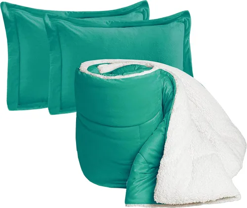 Vista 19 de Elegant Comfort Juego de edredón sherpa ultra afelpado de 2 piezas, color sólido y reverso esponjoso, apto para todas las estaciones, peso pesado