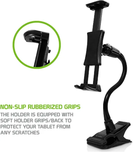 Vista 6 de Soporte flexible de cuello de cisne para teléfono celular y soporte para tableta con abrazadera. Soporte de clip para dormitorio, escritorio