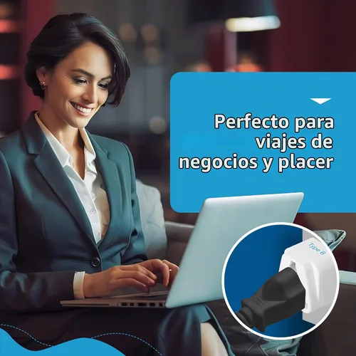 Vista 4 de Ceptics Adaptador de enchufe de Europa a EE. UU., adaptador de enchufe tipo B de EE. UU. compatible con enchufes de Europa, India y otros países. El
