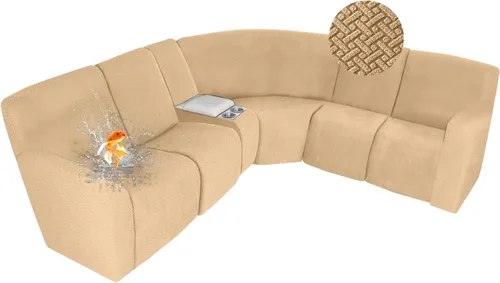 Vista 90 de ALIECOM Fundas 100% impermeables para sofá seccional reclinable, forma de L, elásticas, para esquina, funda para sofá seccional reclinable, lavable