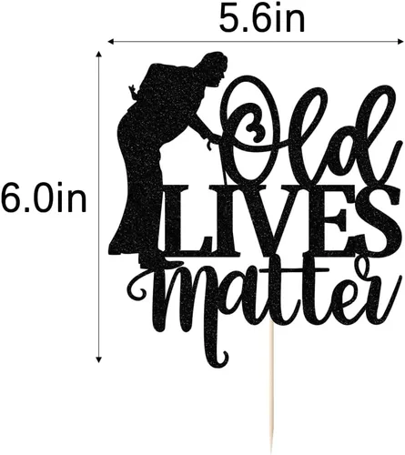 Vista 3 de Decoración para tartas Black Flash Old Lives Matter - Humorístico anciano y anciano decoración de pastel de feliz cumpleaños para hombres, papá