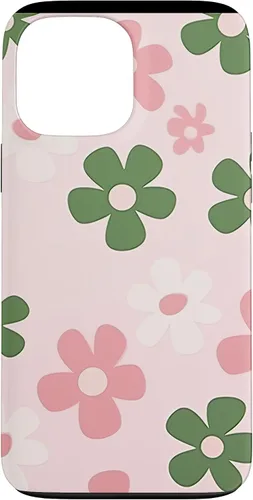 Vista 22 de Funda con diseño floral de margaritas verde salvia y rosa para iPhone 11