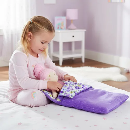 Vista 3 de June Garden Cozy Dream - Saco de dormir reversible para muñeca, juego de 2 piezas, accesorio para muñeca con almohada, se adapta a muñecas American