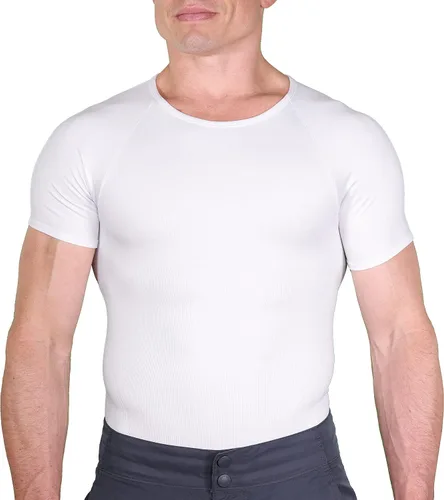 Vista 5 de Esteem Apparel Camiseta de compresión para hombre, adelgazante, para el pecho, chaleco para abdominales