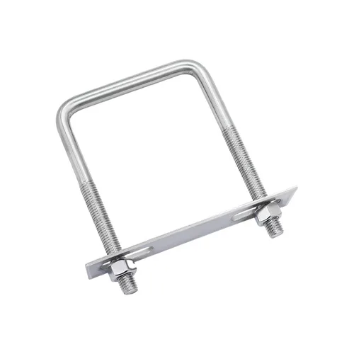 Vista 10 de Pernos en U cuadrados de acero inoxidable 304 de 1 "(25 mm) de ancho interior, 3 "(75 mm) de longitud inoxidable M8 con tuercas, placa de marco