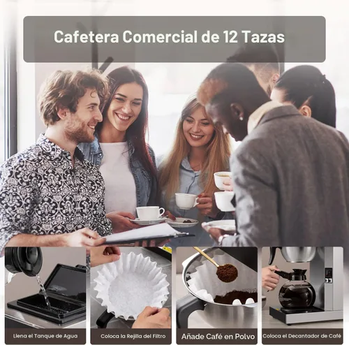 Vista 2 de SYBO Cafetera comercial para verter sobre 12 tazas SF-CB-2GA