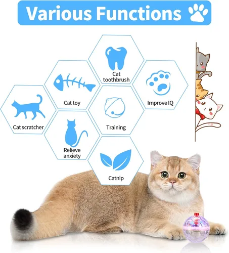 Vista 5 de Pelotas de gato iluminadas de 24 piezas, equipo de caza de fantasmas, bola mágica para gatos activada por movimiento interior, juguetes de plástico