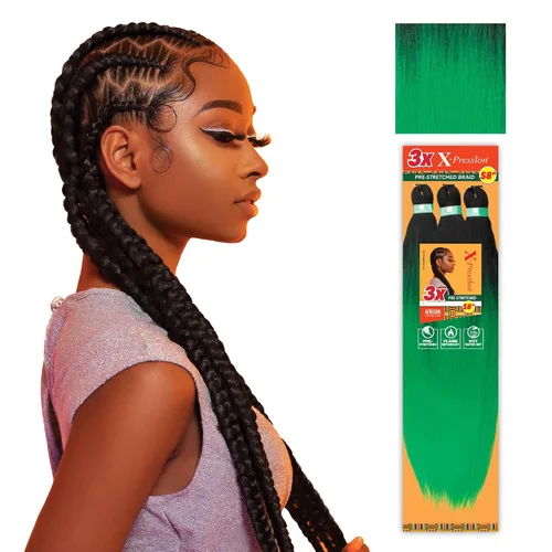 Vista 41 de Sensationnel X-Pression - Trenzas sintéticas prestiradas, 3 unidades, 58 pulgadas, negro azabache 1 Cabello trenzado, Kanekalon, ignífugo