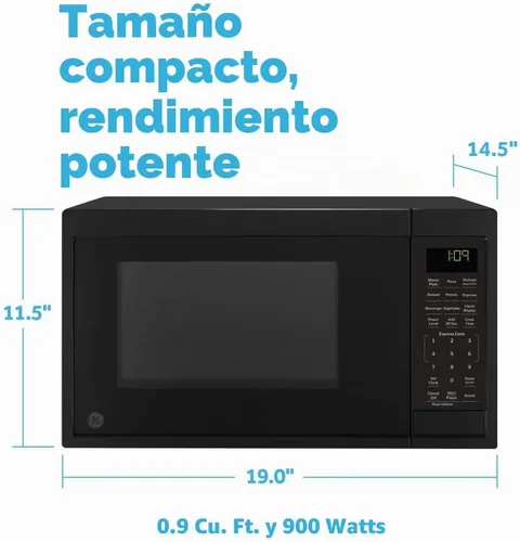 Vista 2 de [Usado] GE Horno microondas para encimera, compacto de 0.9 pies cúbicos, capacidad de 900 vatios, 7 ajustes de cocción automática, tecnología