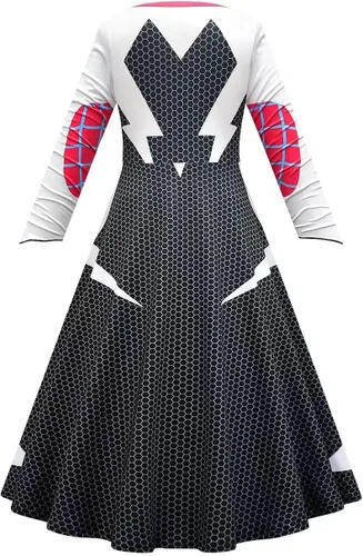Vista 2 de MBVBN Disfraz de superhéroe para niñas, disfraz de Halloween, Gwen Spider-Man, trajes de cosplay de 3 a 10 años