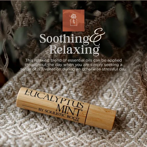 Vista 2 de Aceite esencial de eucalipto y menta roll-on – Mezcla de aromaterapia con menta, menta verde, romero – Breathe Rollerball para cuidado personal