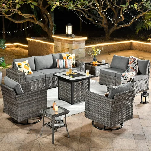 Vista 26 de HOOOWOOO Outdoor Patio Sectional Furniture Sofa Set with Widened Armrest,6 Piece Small Modern Wicker Couch,Modular L Shaped Conversation Seating Set