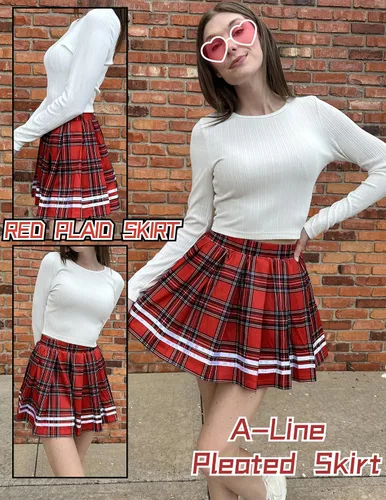 Vista 4 de Avidlove Falda plisada para mujer, uniforme escolar, minifalda plisada para animar
