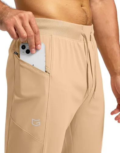 Vista 4 de G Gradual Pantalones deportivos para hombre con bolsillos con cremallera, elásticos, cónicos, pantalones deportivos para hombre, entrenamiento