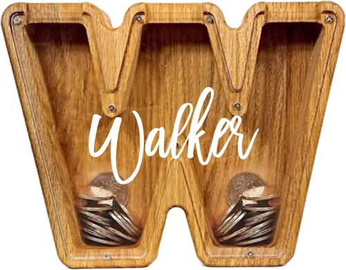 Vista 18 de Alcancía de madera grande personalizada, 7.5 pulgadas, con ventana acrílica fácil de abrir, caja de ahorro de dinero inicial para niños y niñas