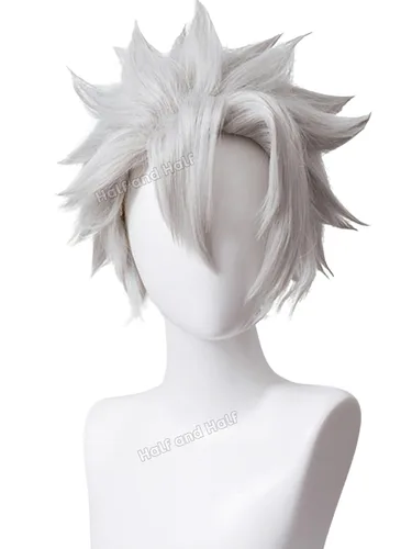 Vista 12 de Obanai - Peluca corta para cosplay, pelucas de guerrero anime de demonio Negro Obanai