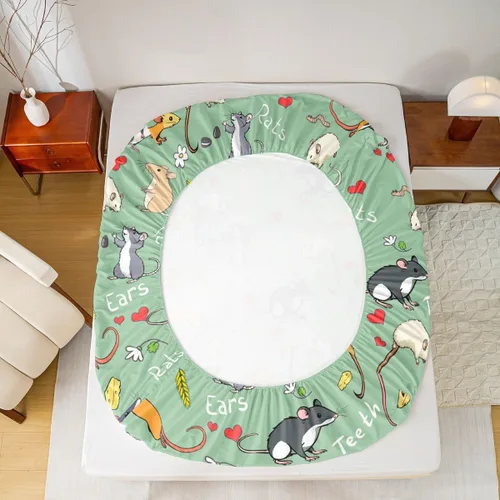 Vista 6 de Erosebridal Juego de sábanas de ratas para niños, tamaño Queen, juego de ropa de cama con diseño de roedores de ratón, divertido diseño de animales
