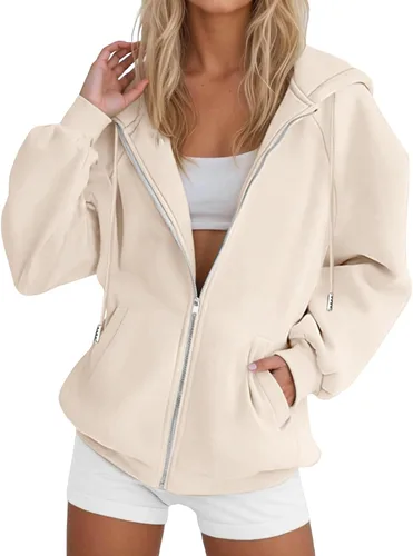 Vista 17 de JOFOW Sudaderas con capucha y cremallera para mujer 2026 Y2K 3- Negro