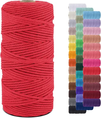 Vista 98 de Cordón de macramé de 0.079 pulgadas, cuerda de algodón natural de 109 yardas, hilo de cuerda de macramé para manualidades, ganchos de pared