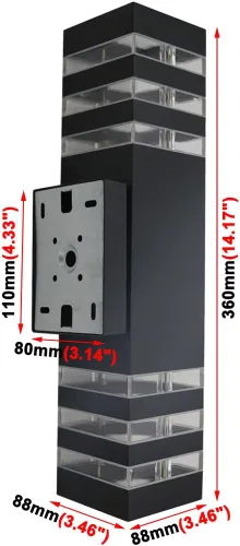 Vista 2 de 6W LED al aire libre impermeable montado en la pared luz E27 bulbo arriba/abajo lámpara accesorio blanco puro
