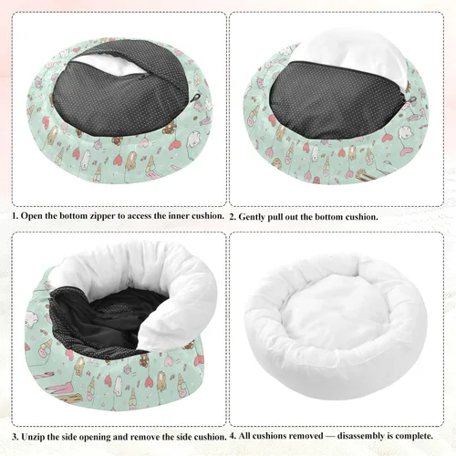 Vista 7 de Pet Dog Bed Calming Anti Anxiety Fluffy Cat Cave Bed for Extra Small Size Pets Supplies XS Cute Animals with Sweets