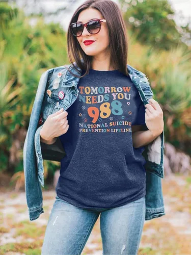 Vista 2 de FASHGL Mental Health Matters - Camiseta para mujer 988 para prevención del suicidio, camiseta divertida para terapeuta y psicólogo