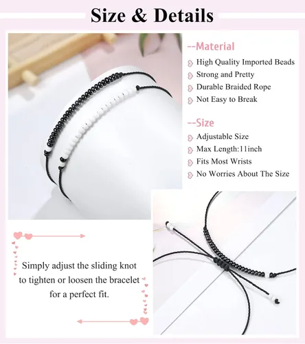 Vista 4 de UNGENT THEM Pinky Promise - Pulsera a juego para parejas, alma gemela, hombre, relación a distancia, regalos para mujeres, hombres, él, ella