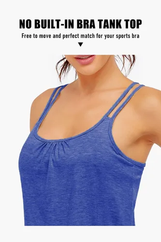 Vista 3 de NEWMEEN Blevonh - Camiseta deportiva sin mangas para mujer, cuello redondo, tirantes delgados, espalda cruzada