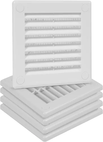 Vista 23 de Paquete de 2 cubiertas cuadradas de ventilación de aire de 4" x 4" (tamaño exterior) - Deflector de ventilación de plástico negro - Malla