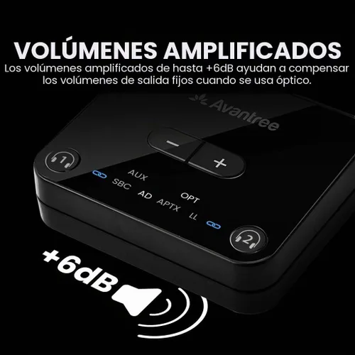 Vista 4 de Avantree Audikast 3 – Transmisor Bluetooth 5.3 para audio de TV solo a través de salidas ópticas y AUX, aptX Adaptive, conexión para dos