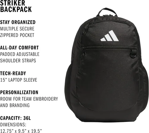 Vista 2 de adidas Mochila deportiva unisex Striker Team para fútbol y más, bolsa de entrenamiento para hombres y mujeres, Tamaño único