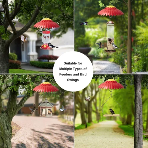Vista 7 de Cubierta protectora para comedero de colibríes, cúpula protectora contra la intemperie para colgar comedero de pájaros de la lluvia y el sol, a 2
