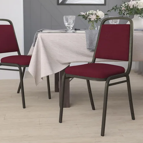 Vista 9 de EMMA + OLIVER Silla de Banquete Apilable con Respaldo Trapezoidal de Vinilo, Silla Multiusos Apilable con Asiento y Respaldo Acolchados, Negro