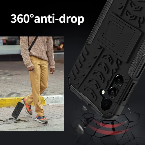 Vista 3 de para Samsung Galaxy A15 5G Funda con protector de pantalla de 2 paquetes, grado militar a prueba de golpes, cubierta acolchada resistente con Negro