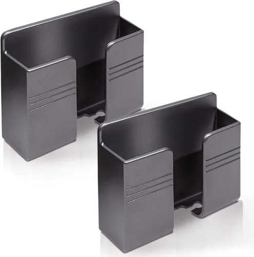 Vista 8 de 2 soportes de pared para teléfono con almohadillas adhesivas, soporte para teléfono con orificio de recepción de cable de datos, caja de Negro