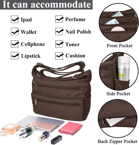 Vista 7 de Monederos RFID para mujer bolso cruzado de nailon con múltiples bolsillos bolso de viaje para mujer