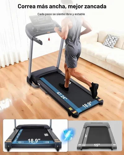Vista 2 de Ateedge Cinta de correr resistente para el hogar, 18% de inclinación automática, capacidad de 400 libras, 3.5 HP, velocidad de 0.5 a 12 MPH