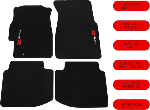 Vista 2 de EVPROXP - Alfombrillas compatibles con Civic 96-00, juego de 4 piezas, de nailon negro, con tipo R