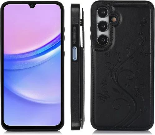 Vista 3 de Asuwish Funda de teléfono para Samsung Galaxy A15 5G/4G con protector de pantalla de vidrio templado, tarjetero con soporte para tarjeteros, soporte