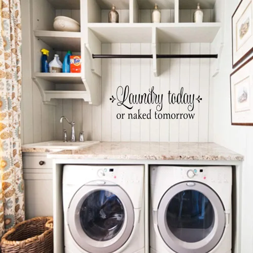 Vista 3 de ZSSZ - Adhesivo decorativo para la pared con texto en inglés "Laundry Today or Naked Tomorrow