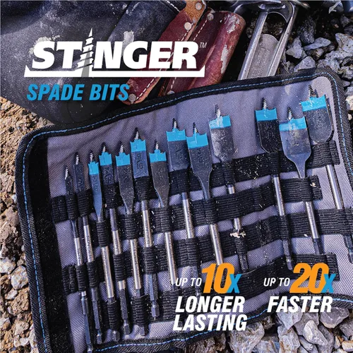 Vista 4 de Spyder Juego de 10 brocas de madera Stinger surtidas, puntas roscadas, hexagonal de velocidad nominal de impacto de ¼ de pulgada
