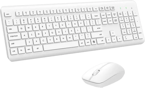 Vista 13 de Combo de teclado y mouse inalámbricos, teclado ergonómico silencioso de tamaño completo y mouse óptico, batería de larga duración, teclado de mouse