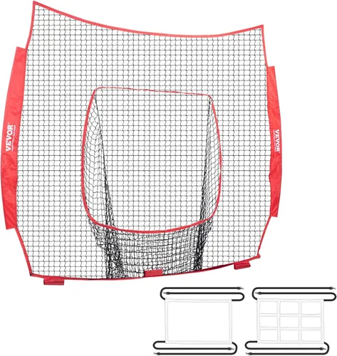 Vista 11 de VEVOR 7x7ft Baseball Softball Practice Net, Portable Baseball Training Net for Hitting Batting Catching Pitching, Backstop Baseball Equipment