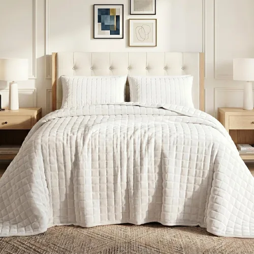 Vista 16 de Tribeca Living FLORENCEQUIKISI - Juego de acolchado Florencia, de terciopelo, sólido, tamaño grande), Negro, gemelo Ultra-Soft 260 GSM Plush