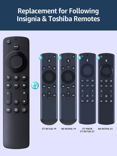 Vista 2 de PZL Nuevo control remoto universal para todos los televisores Insignia/Toshiba Smart TV, para AMZ Omni TV y AMZ 4-Series Smart TV con 4 teclas