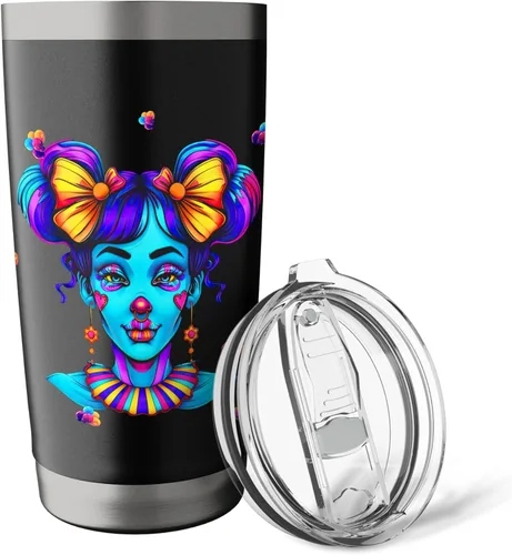 Vista 5 de Cute Streetwear synthwave 80s 90s retro anime girls clown Stainless Steel Insulated Tumbler