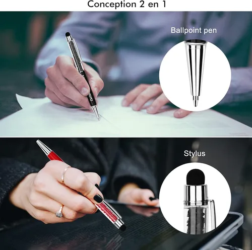 Vista 4 de Bolígrafos personalizados – Bolígrafos de cristal personalizados con tinta negra – Lápiz capacitivo personalizado a granel con tu nombre o masaje
